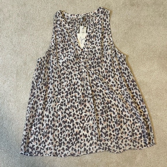 Joie Aruna Leopard Print Sleeveless Silk Blouse - Size:‎ Large - Picture 1 of 7